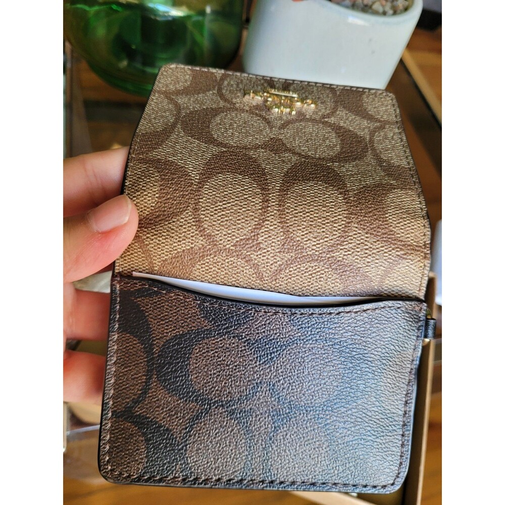 Coach Mini Wallet On Chain Signature Monogram Canvas Bag Purse - Picture 12 of 16
